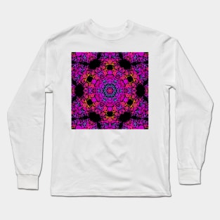 Dot Mandala Flower Pink Blue and Orange Long Sleeve T-Shirt